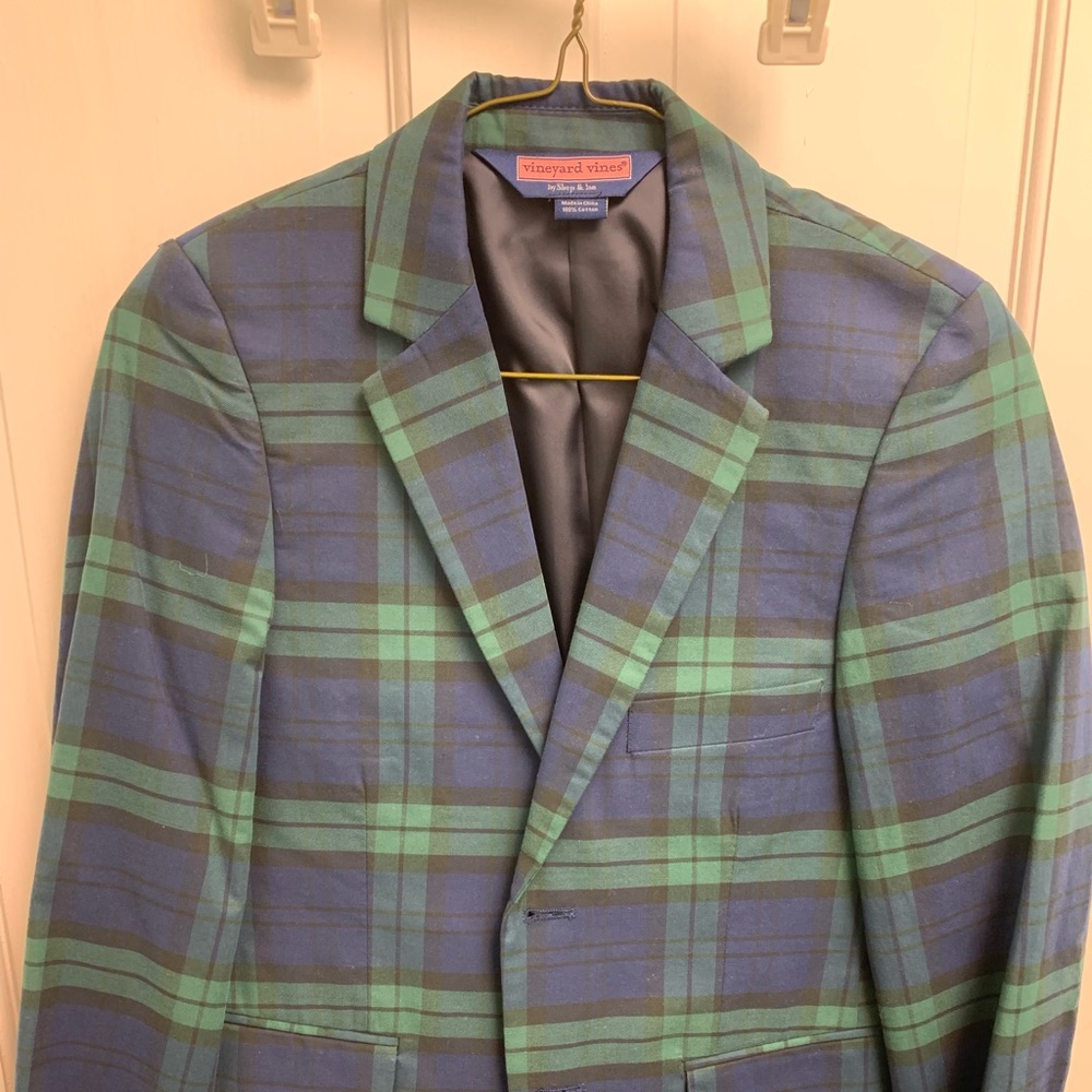 Boy’s Vineyard Vines black watch plaid blazer.